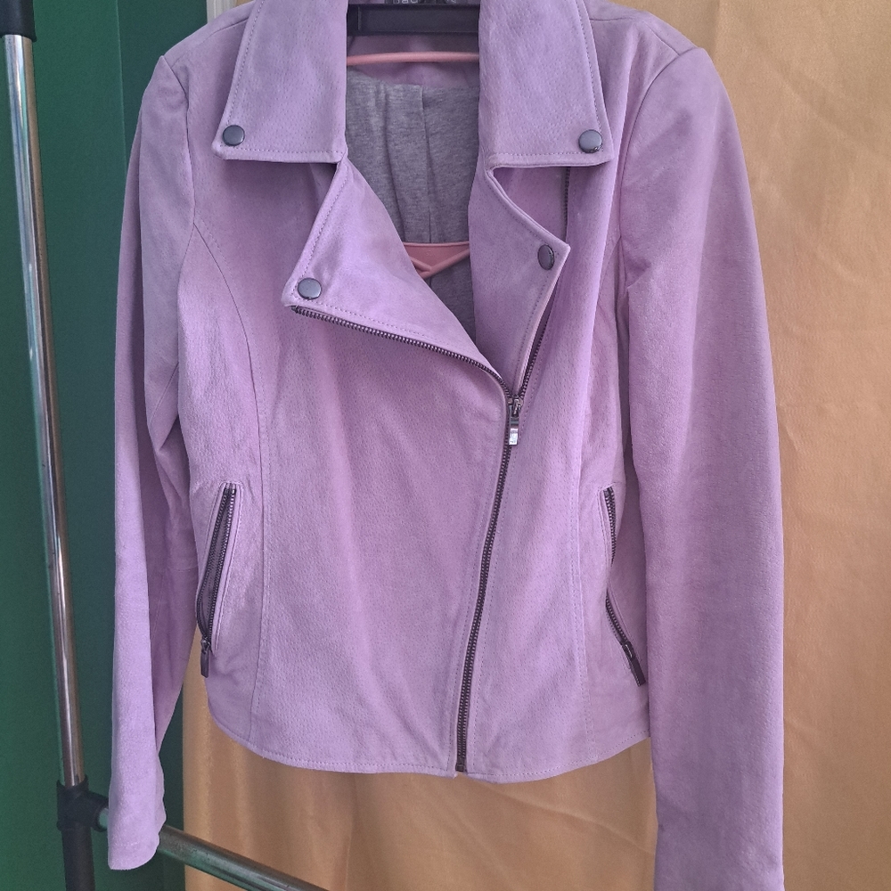 Lavender suede moto jacket